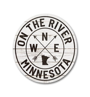 Personalized State On The River Compass Whitewash Circle